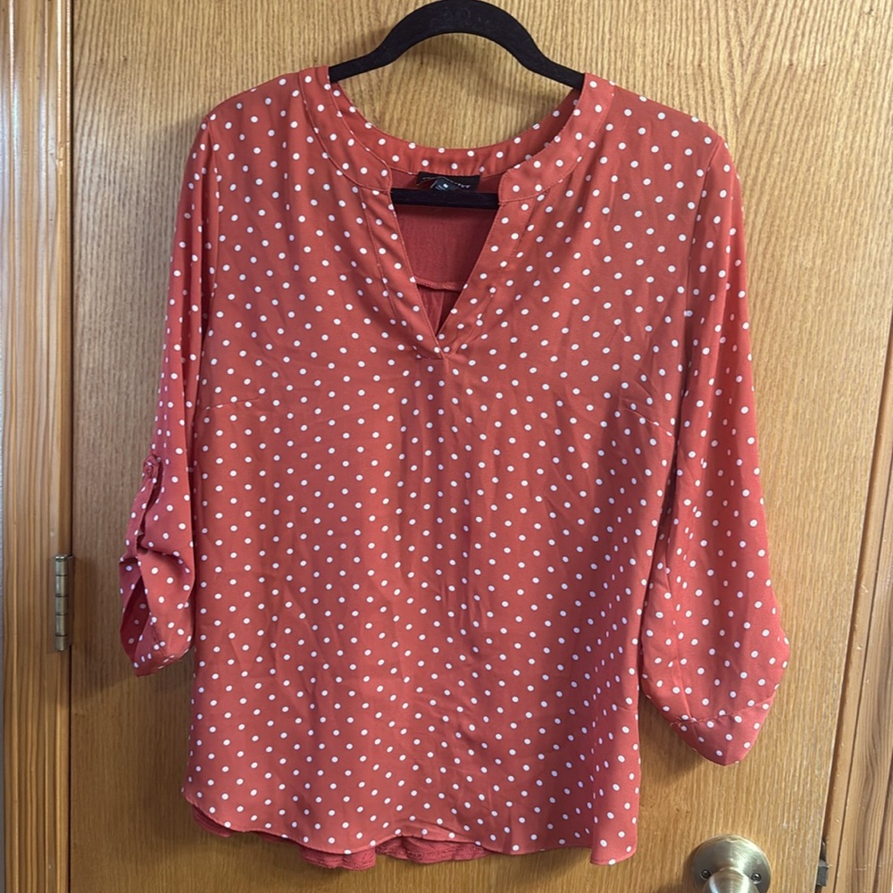 Fortune + Ivy Tulsa Mixed Material Blouse Rust M - Stitch Fix